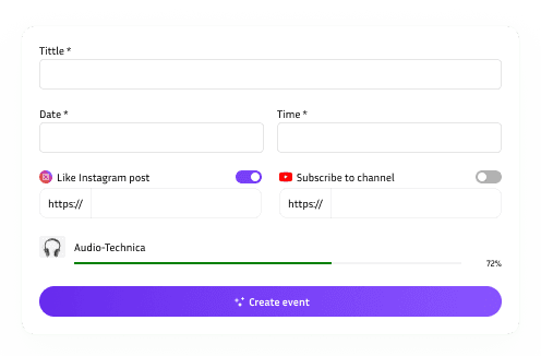 Create and launch giveaways in minutes
